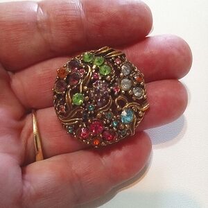 Multicolor Rhinestones Vintage Brooch